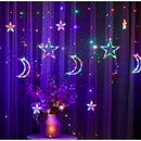Cascata Led Pisca Pisca Cortina Luz RGB Amarela Decoração Natal Estrela Lua