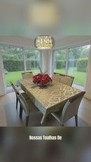 Toalha de Mesa Natal Jacquard Luxo 4, 6 ou 8 Lugares Cores Variadas Tecido Premium