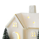 Casa de Vila Natalina Cerâmica White com Led 12cm altura.