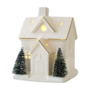 Casa de Vila Natalina Cerâmica White com Led 12cm altura.