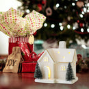 Casa de Vila Natalina Cerâmica White com Led 12cm altura.