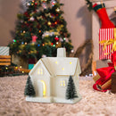 Casa de Vila Natalina Cerâmica White com Led 12cm altura.