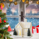 Casa de Vila Natalina Cerâmica White com Led 12cm altura.